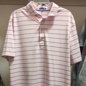 Classic Pink Golf Striped Polo Shirt